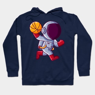 Cute Astronaut Playing Basketball Cartoon Hoodie